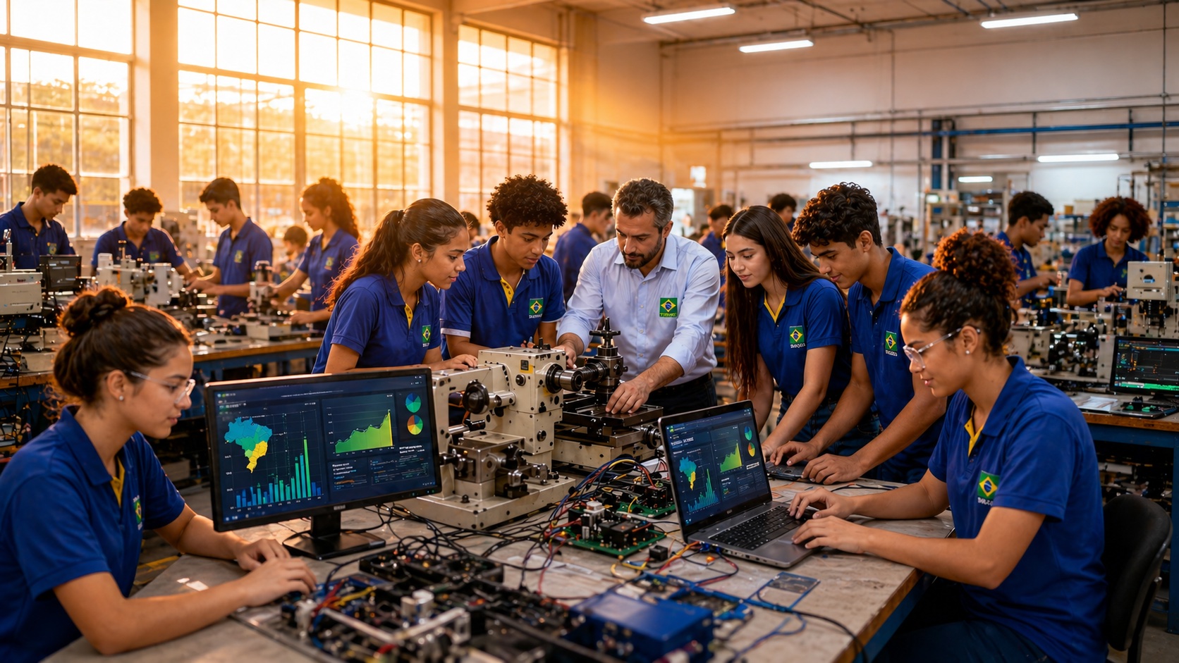Estudantes de escola técnica federal em laboratório